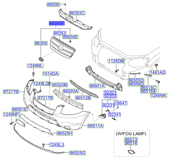 جلو پنجره سانتافه  Hyundai/KIA Genuine Parts – MOBIS    865602B020 