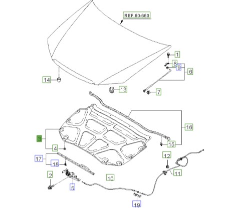 عایق زیر در موتور (نمد کاپوت)سراتو 2007 | 811242F000 | Hyundai/KIA Genuine Parts – MOBIS