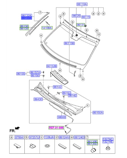 زه شیشه جلو هیوندای جنسیس  Hyundai/KIA Genuine Parts – MOBIS   861313M000