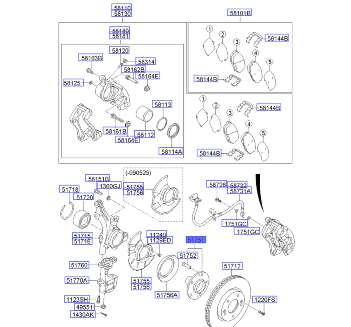 توپی چرخ جلو (منطبق با سراتو سایپایی) | Hyundai/KIA Genuine Parts – MOBIS | سراتو TD مدل 2010 سایپایی و وارداتی – سراتو کوپه TD مدل 2010 تا 2013 517502H000 