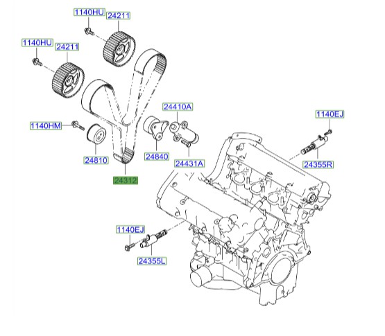تسمه تایم سانتافه Hyundai/KIA Genuine Parts – MOBIS  243123E100 