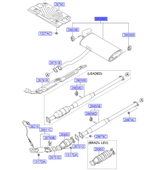 منبع اگزوز هیوندای Hyundai/KIA Genuine Parts – MOBIS  IX35  287002S130