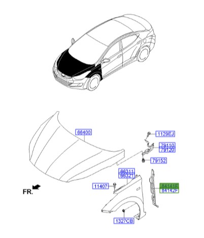 فوم پشت گلگیر چپ هیوندای النترا  Hyundai/KIA Genuine Parts – MOBIS  841163X000