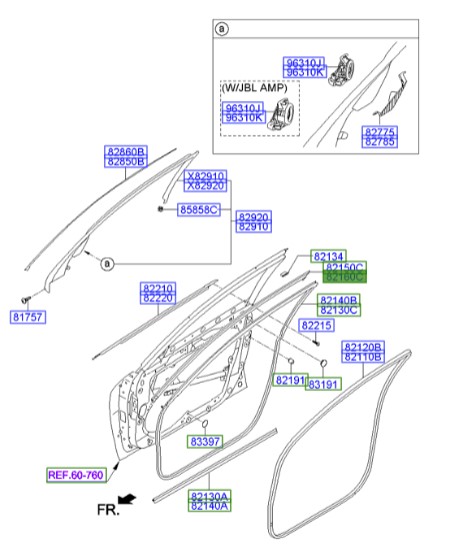 زه بالا جلو در راست جنسیس  Hyundai/KIA Genuine Parts – MOBIS  821603M000