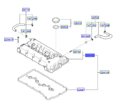 درب سوپاپ هیوندای سوناتا  Hyundai/KIA Genuine Parts – MOBIS   2241025001