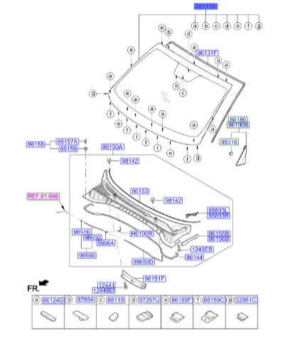 شیشه جلو توسان Hyundai/KIA Genuine Parts – MOBIS  86111D3220 