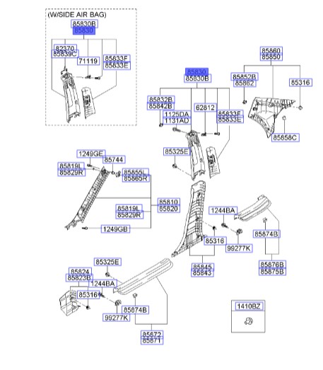 قاب ستون وسط بالا چپ سراتو ۲۰۰۸ | Hyundai/KIA Genuine Parts | سراتو LD 858302F400NM