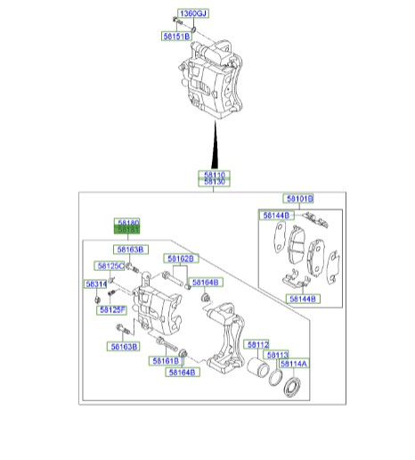 سیلندر  ترمز جلو راست اکسنت Hyundai/KIA Genuine Parts – MOBIS  581901RA00