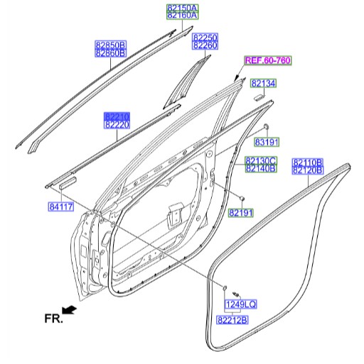 زه آبگیر درب جلو چپ گرنجور هیوندای Hyundai/KIA Genuine Parts – MOBIS  822103V010