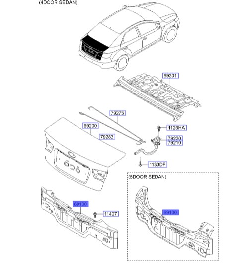 سینی کف صندوق عقب کیا سراتو 2010 | Hyundai/KIA Genuine Parts | سراتو مدل 2010 , سراتو کوپه مدل 2010 تا 2013   691001M200