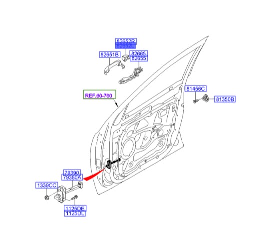 شاسی دستگیره درب جلو بیرونی چپ هیوندای وراکروز  Hyundai/KIA Genuine Parts – MOBIS   826523J200
