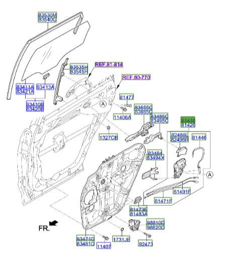قفل و پمپ درب عقب چپ سانتافه  Hyundai/KIA Genuine Parts – MOBIS   81410B8000