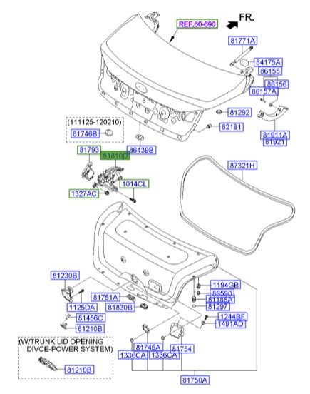 کلید بستن درب صندوق جنسیس  Hyundai/KIA Genuine Parts – MOBIS   818103M000