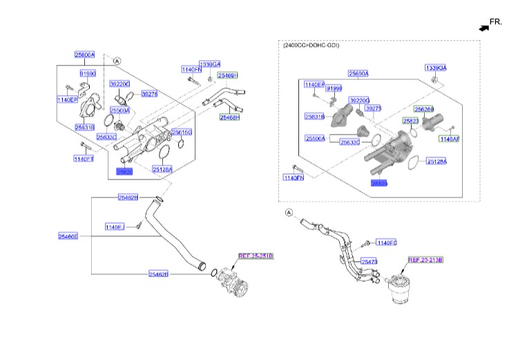پوسته ترموستات اسپورتیج | Hyundai/KIA Genuine Parts | سورنتو UM مدل 2015 تا 2018 – اسپورتیج QL مدل 2016 تا 2021 – سانتافه DM مدل 2014 تا 2018 – توسان TL مدل 2017