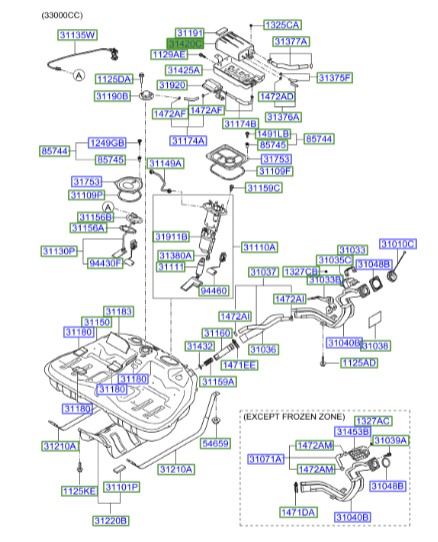 کنیستر بنزین هیوندای سوناتا  Hyundai/KIA Genuine Parts – MOBIS   314203K200