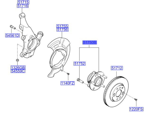 توپی چرخ جلو النترا  Hyundai/KIA Genuine Parts – MOBIS  51750F2000 
