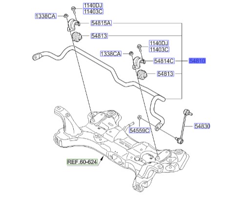 میل تعادل سراتو 2014 | میل موج‌گیر جلو | میل تعادل جلو | Hyundai/KIA Genuine Parts – MOBIS | سراتو YD | 54810A7100