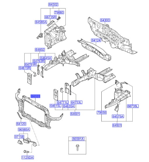 سینی جلو بدنه هیوندای ولستر  Hyundai/KIA Genuine Parts – MOBIS   641012V010
