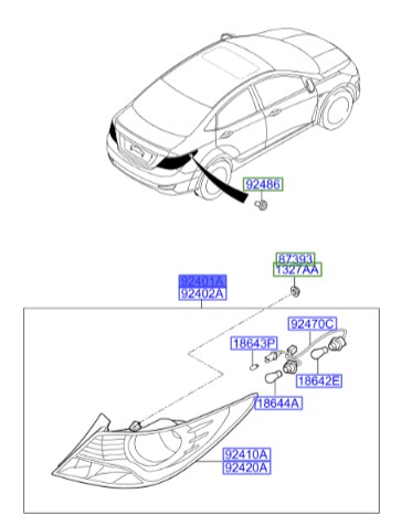 خطر چپ کامل اکسنت Hyundai/KIA Genuine Parts – MOBIS  924011R030 