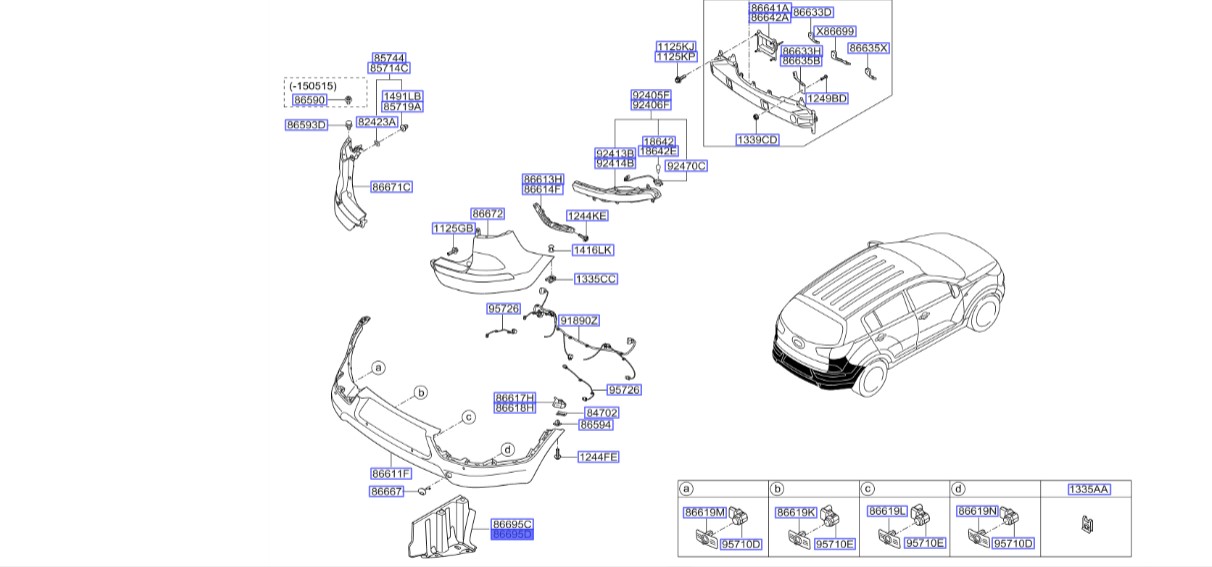 قاب زیر سپر عقب راست اسپورتیج 2010 | Hyundai/KIA Genuine Parts – MOBIS | اسپورتیج SL مدل 2010 تا 2016