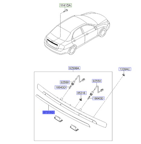 قاب پلاک نمره عقب سراتو 2007 (جاپلاکی عقب) | Hyundai/KIA Genuine Parts – MOBIS | سراتو LD مدل 2007 تا 2009