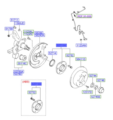توپی چرخ عقب کوپه  Hyundai/KIA Genuine Parts – MOBIS  527102C305 