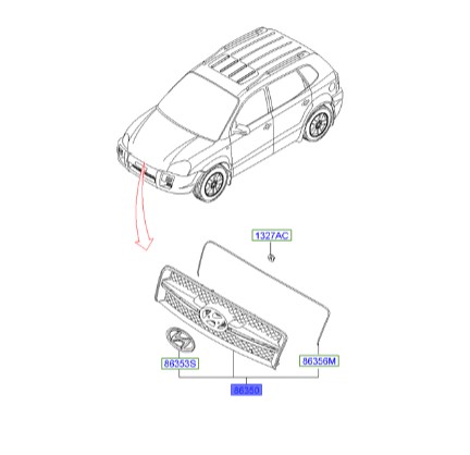 جلو پنجره توسان Hyundai/KIA Genuine Parts – MOBIS 863502E001 