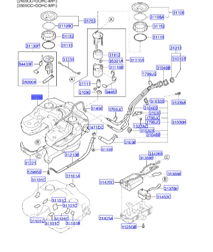 باک بنزین سانتافه  Hyundai/KIA Genuine Parts – MOBIS     311502P000 