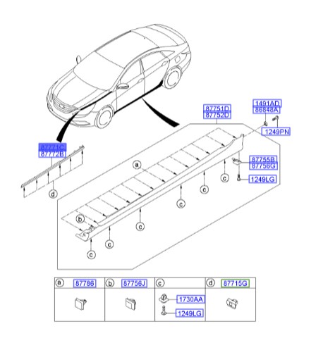 زه روی گلگیر چپ هیوندای سوناتا_Hyundai/KIA Genuine Parts – MOBIS  YF   877713S000