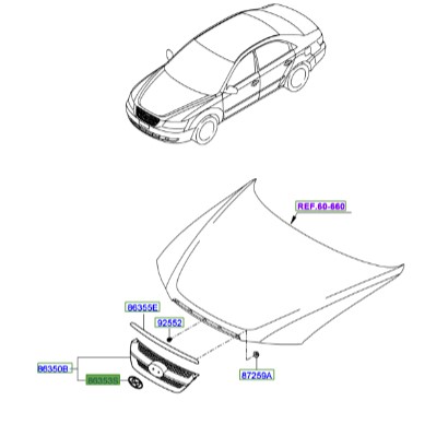 آرم جلوپنجره سوناتا Hyundai/KIA Genuine Parts – MOBIS   8635326000
