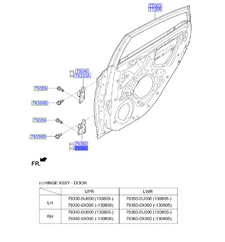 لولا درب عقب راست Hyundai/KIA Genuine Parts – MOBIS  I20  793600X000