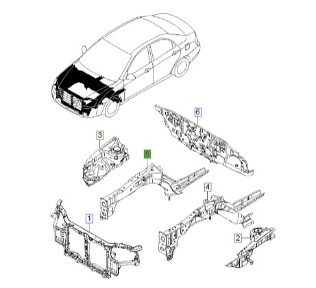 شاسی جلو راست سراتو 2008 | Hyundai/KIA Genuine Parts | سراتو مدل 2007 تا 2009   646022F010