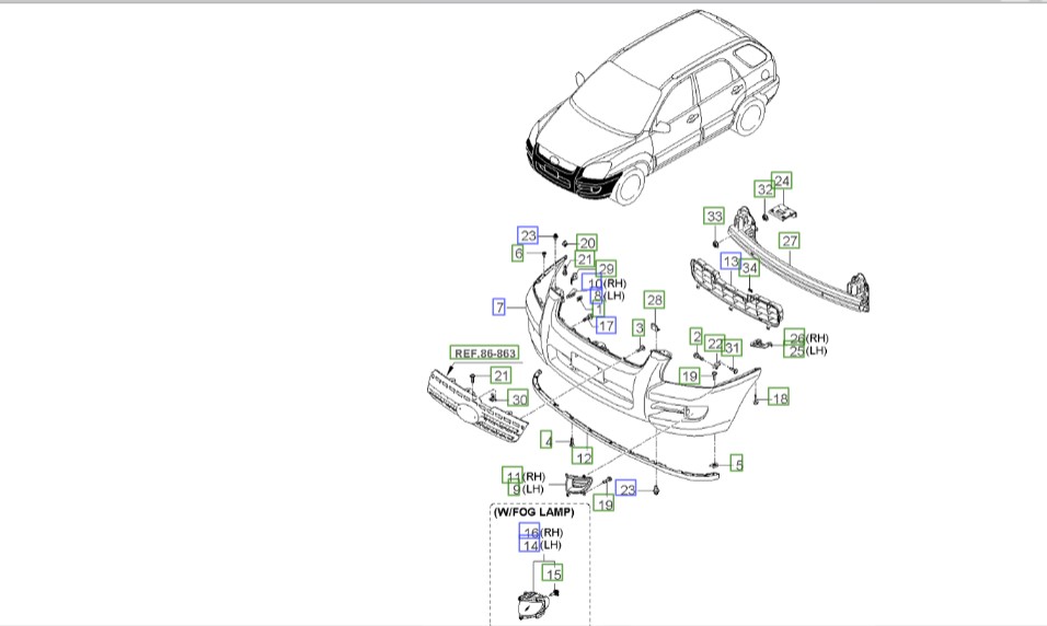 پایه سپر جلو بالایی چپ اسپورتیج | Hyundai/KIA Genuine Parts – MOBIS | اسپورتیج KM مدل 2008 تا 2010