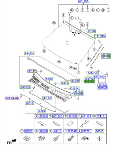 زه گرنجور شیشه جلو چپ آزرا   Hyundai/KIA Genuine Parts – MOBIS   861313V000