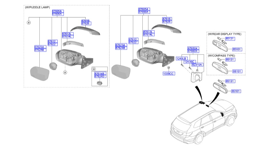 شیشه آینه چپ هیوندای سانتافه Hyundai/KIA Genuine Parts – MOBIS  87611B8040
