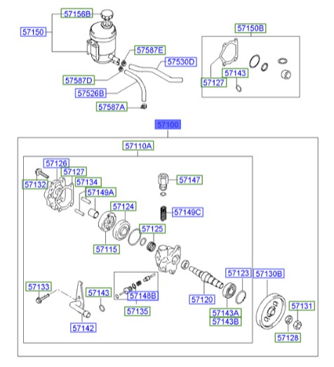 پمپ هیدرولیک آوانته  Hyundai/KIA Genuine Parts – MOBIS    571002D151 