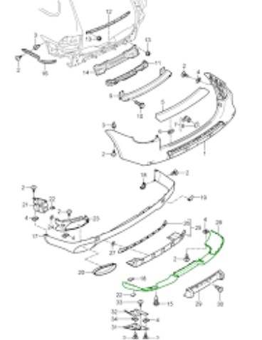 زیر سپر عقب بخش پایینی پورشه کاین  (اورجینال) 