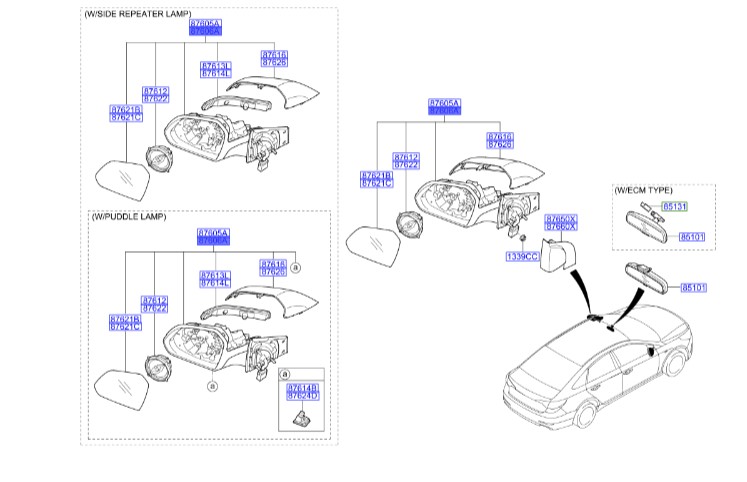 آینه هیوندای سوناتا_Hyundai/KIA Genuine Parts – MOBIS   LF  87620C1810
