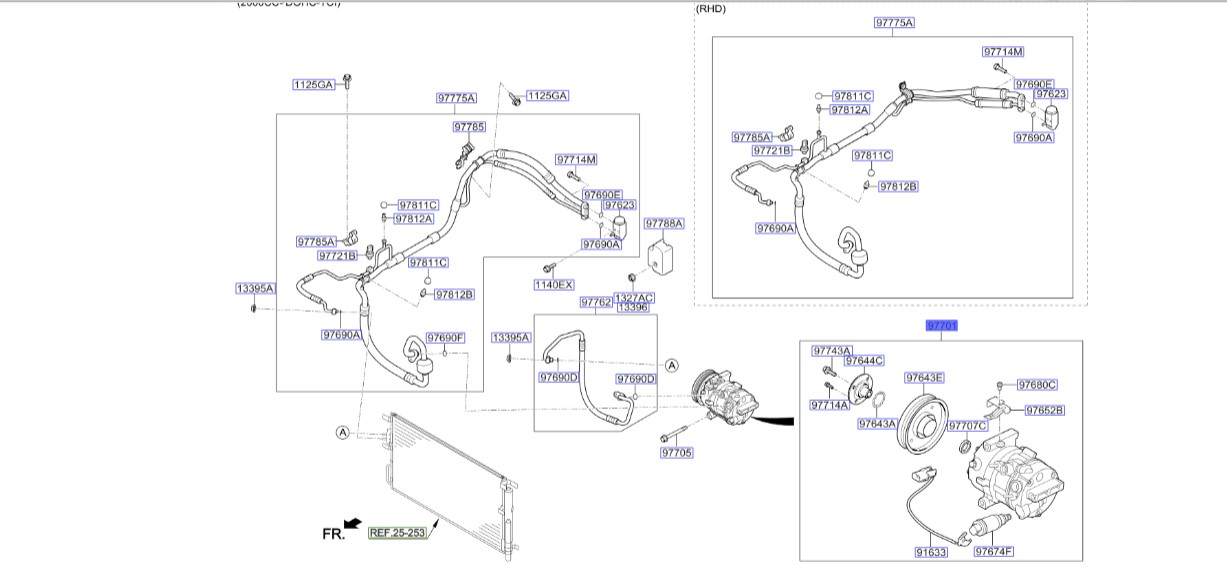 کمپرسور کولر | Hyundai/KIA Genuine Parts – Mobis | اسپورتیج QL مدل 2016 تا 2021 – توسان TL مدل 2017