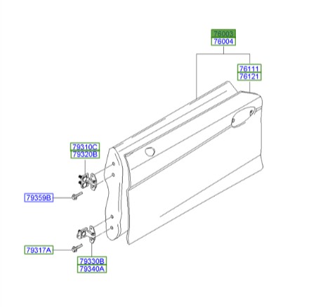 درب جلو چپ هیوندای کوپه  Hyundai/KIA Genuine Parts – MOBIS  760032C300