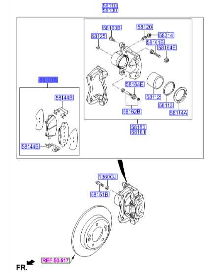 لنت ترمز جلو ولوستر  Hyundai/KIA Genuine Parts – MOBIS   581012VA00 