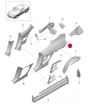 گلگیر عقب سمت چپ پورشه باکستر اورجینال