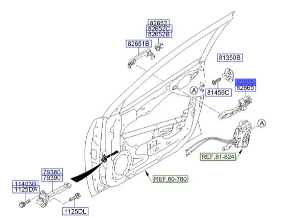 پایه دستگیره در جلو چپ سراتو | Hyundai/KIA Genuine Parts | سراتو TD مدل 2010 سایپایی و وارداتی  826551M000