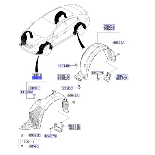 شل گیر چرخ جلو راست سراتو ۲۰۱۷ | Hyundai/KIA Genuine Parts | سراتو مدل ۲۰۱۴ تا ۲۰۱۸   86812A7200