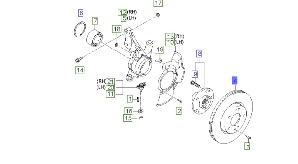دیسک چرخ جلو اسپورتیج مدل 2008 | Hyundai/KIA Genuine Parts – MOBIS | اسپورتیج KM مدل 2008 تا 2010