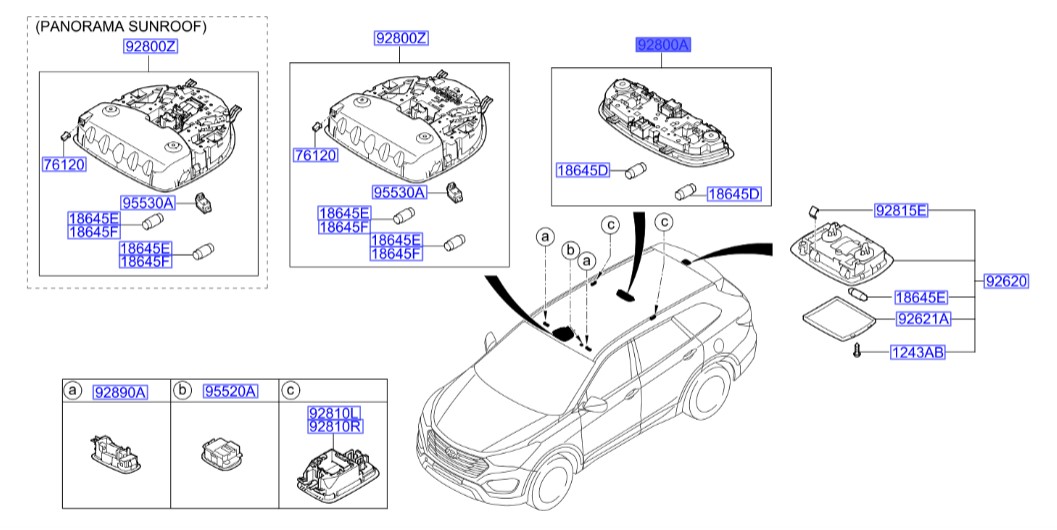 چراغ سقف سانتافه  Hyundai/KIA Genuine Parts – MOBIS  928502W000