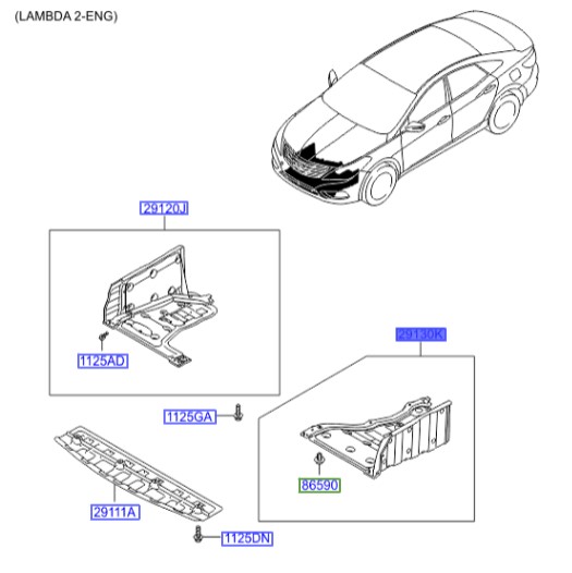 شل گیر بغل موتور چپ آزرا  Hyundai/KIA Genuine Parts – MOBIS    291303V000