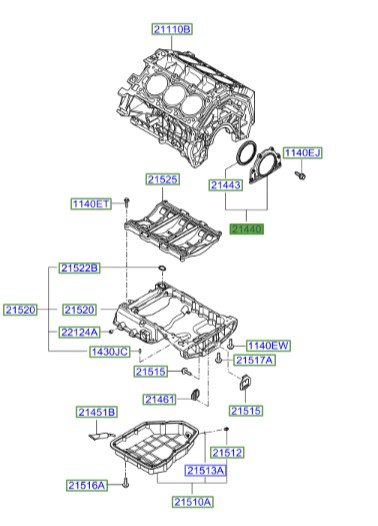 سینی عقب موتور سانتافه  Hyundai/KIA Genuine Parts – MOBIS  211303C100