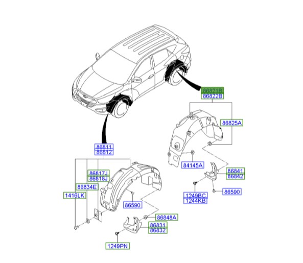 شل گیر عقب چپ  Hyundai/KIA Genuine Parts – MOBIS  IX35 868212S000 