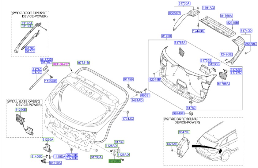ضربه گیر صندوق وراکروز  Hyundai/KIA Genuine Parts – MOBIS    817383J000